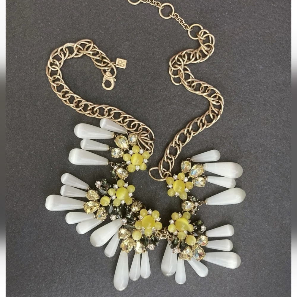 Banana Republic Chunky Bib Dangle Drop Flower Burst Necklace + Earrings Set